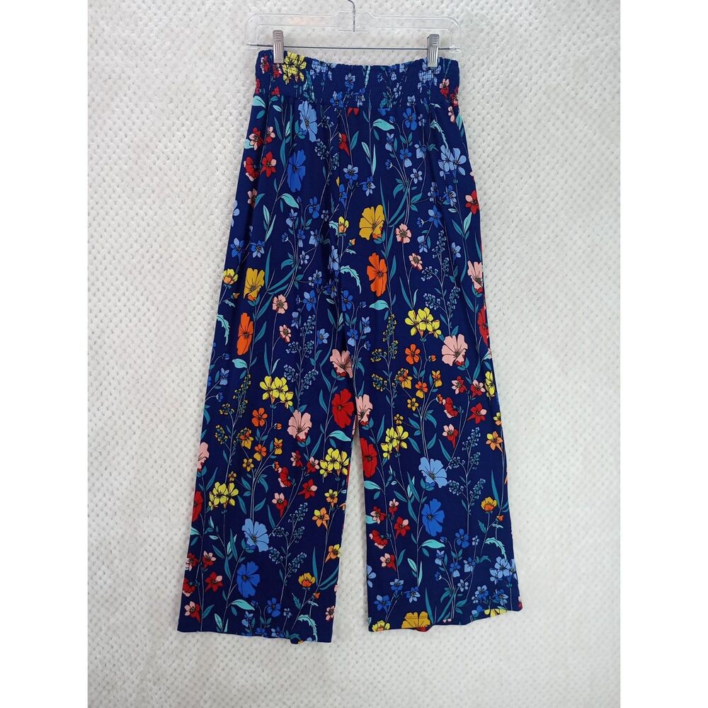 Kate & Mallory Women's Medium Blue Floral Wide Leg Palazzo Flowy Pants